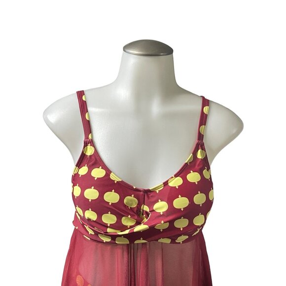 NWOT Women Swimsuit Red Mesh Bikini Size M - Picture 6 of 12